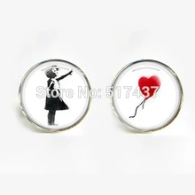Glass Cufflinks Banksy Wedding Wholesale 1-Pair Balloon Girl Glass Cufflinks Banksy Wedding Wholesale 1-Pair Balloon Girl