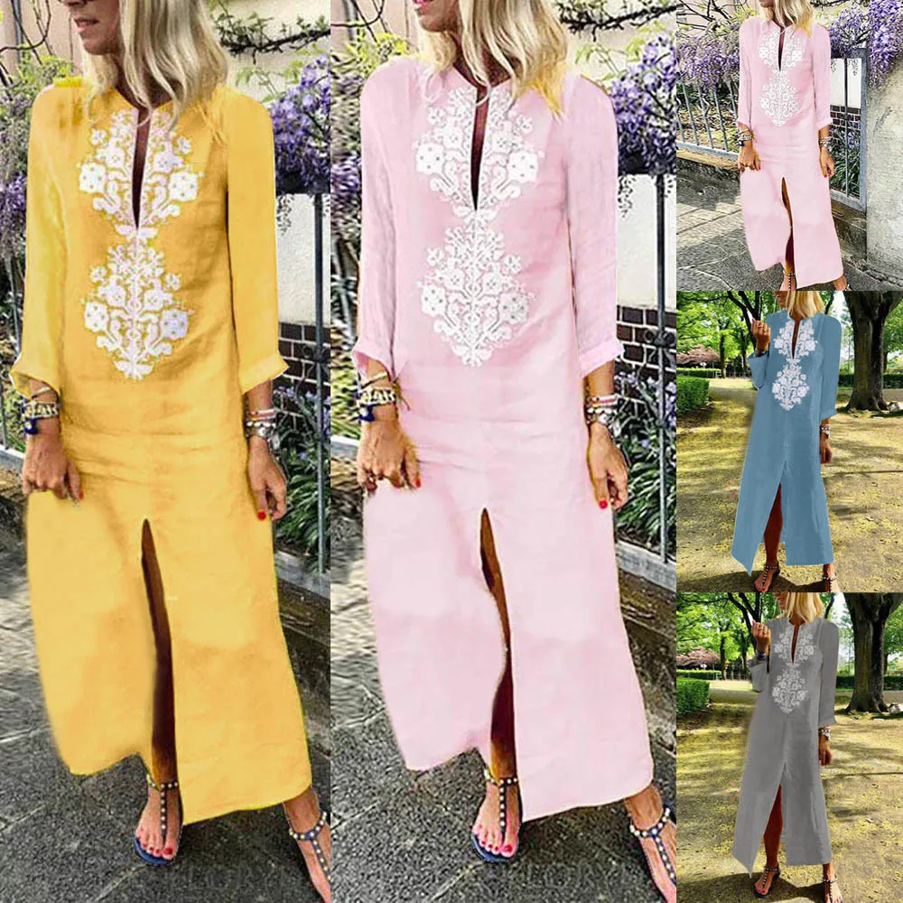 Womens Autumn Winter Casual Paisley Long Sleeve Slit Maxi Dress Baggy Cotton Linen Kaftan Dress Gift
Womens Autumn Winter Casual Paisley Long Sleeve Slit Maxi Dress Baggy Cotton Linen Kaftan Dress Gift