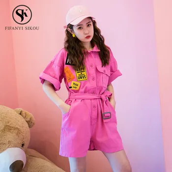 Fashion Candy colors Denim Jumpsuit Shorts women Romper Pocket Belt Short sleeve jeans Overalls Female Loose Casual Jumpsuits
Fashion Candy colors Denim Jumpsuit Shorts women Romper Pocket Belt Short sleeve jeans Overalls Female Loose Casual Jumpsuits