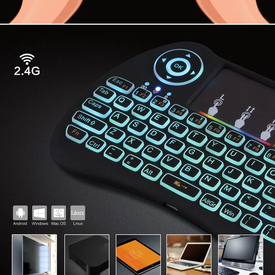 H9 wireless mini keyboard with RGB color backlight (15)
