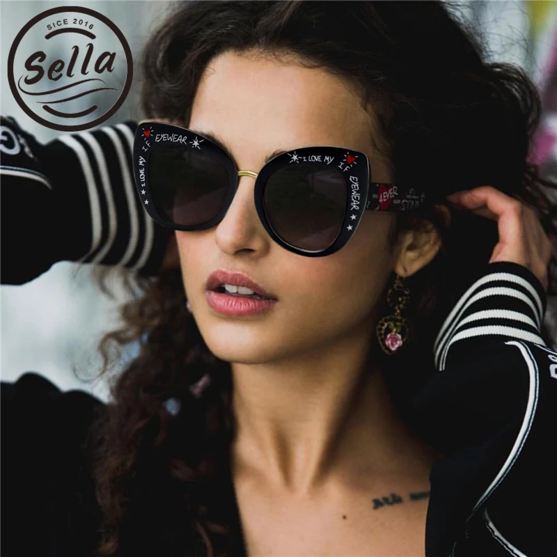 Sella Brand Designer Fashion Women Oversized Cateye Sunglasses Brand Designer Flower Snake Skin Letters Decoration Sun Glasses
Sella Brand Designer Fashion Women Oversized Cateye Sunglasses Brand Designer Flower Snake Skin Letters Decoration Sun Glasses
