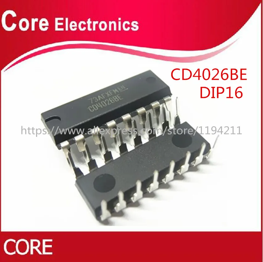 100 шт. CD4026BE Новый CD4026 4026 IC счетчик/перегородка десятилетняя 16-DIP | Электронные