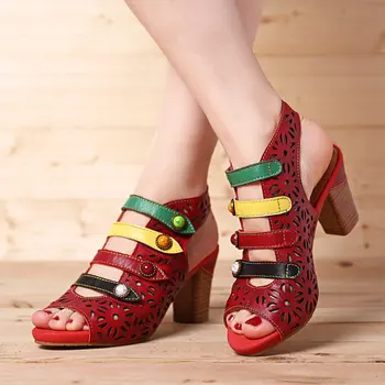 Sooo Comfy Colorful Buckle Hook Loop Hollow Peep Toe Genuine Leather Sandals High Heels Leather Sandals New 2019
Sooo Comfy Colorful Buckle Hook Loop Hollow Peep Toe Genuine Leather Sandals High Heels Leather Sandals New 2019