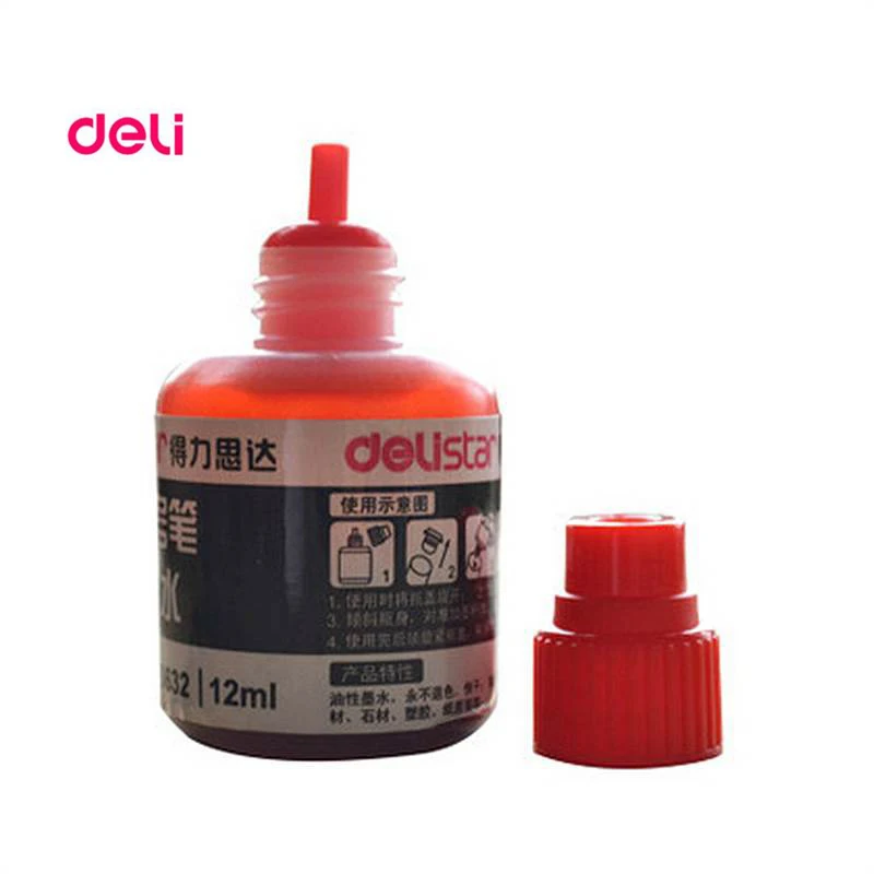 

Deli 12 ml permanent waterproof Instantly dry graffiti paint red pen oil ink refill for colored marker pens refill