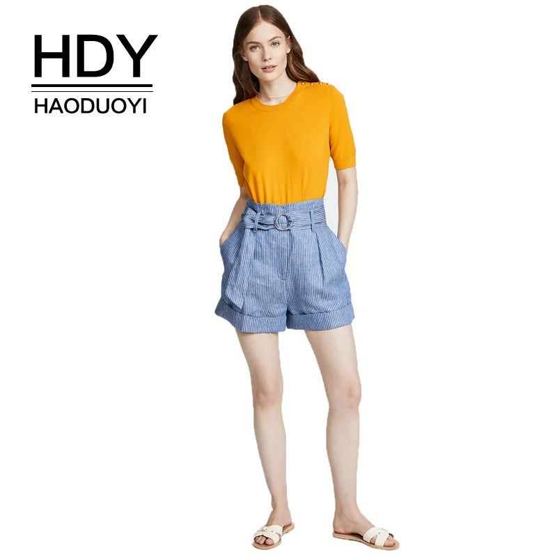 HDY Haoduoyi/трикотажная футболка Элегантная с пряжкой на одно плечо для отдыха в