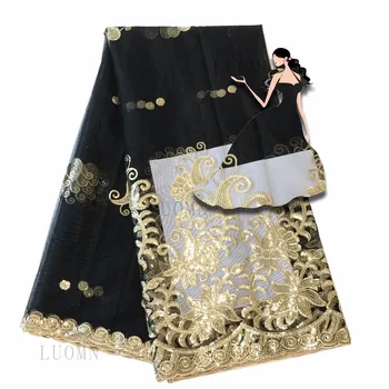 African Lace Fabric 2018 High Quality Lace black Color With Gold Sequins 5yards French George Net Lace ZJ
African Lace Fabric 2018 High Quality Lace black Color With Gold Sequins 5yards French George Net Lace ZJ