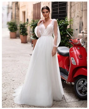 LORIE Beach Wedding Dress Lace Appliques New Design Vestidos de novia Puff Sleeves Bridal Dress floor Length Wedding Gowns
LORIE Beach Wedding Dress Lace Appliques New Design Vestidos de novia Puff Sleeves Bridal Dress floor Length Wedding Gowns