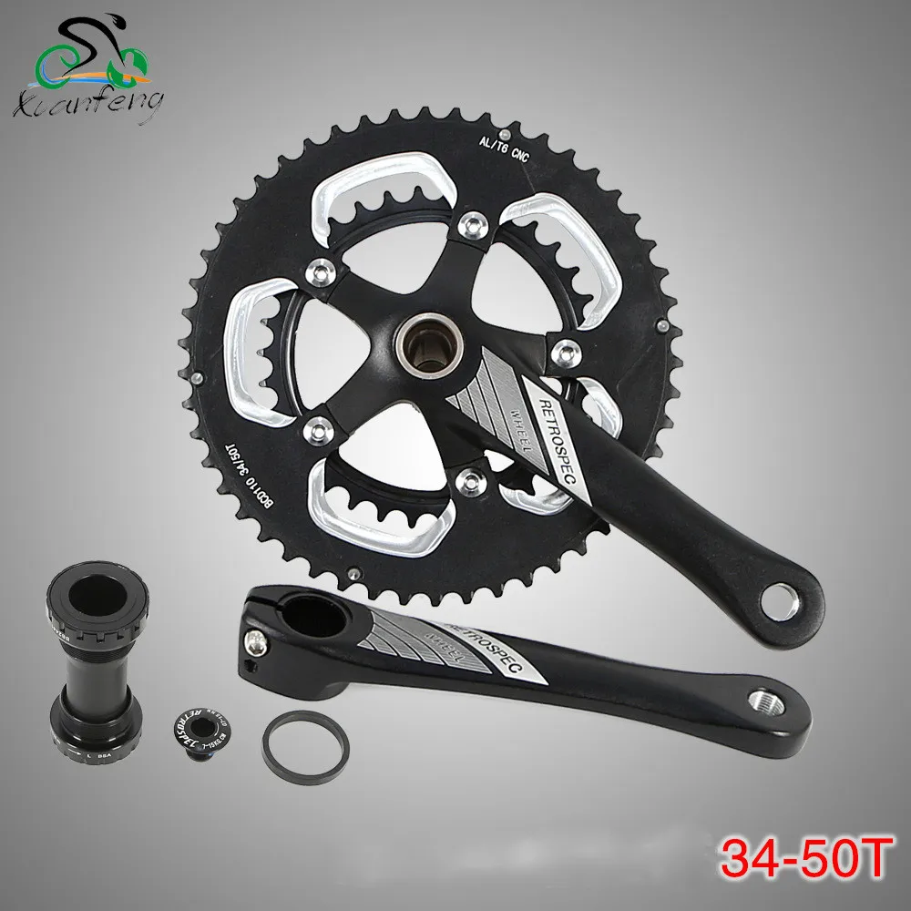 Bicycle crankset aluminum alloy CNC 34-50T 170mm road bike folding bike crank set chainwheel chainring cycling parts
Bicycle crankset aluminum alloy CNC 34-50T 170mm road bike folding bike crank set chainwheel chainring cycling parts