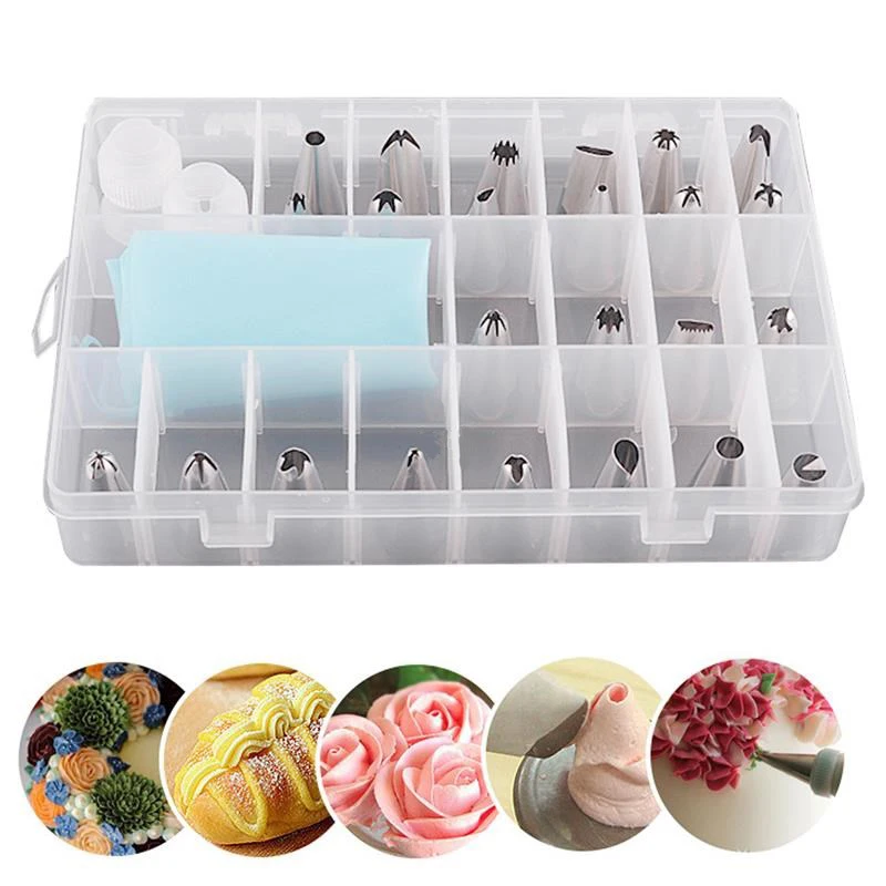 27pcs/set Cake Decorating Kit With 24 Icing Tips Baking Tool Piping Tips Flower Pastry Icing Bag Cake Decorating Tools
27pcs/set Cake Decorating Kit With 24 Icing Tips Baking Tool Piping Tips Flower Pastry Icing Bag Cake Decorating Tools