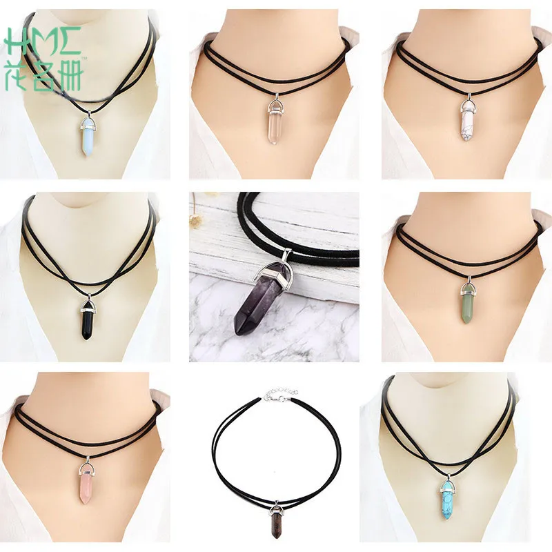 High Quality Bohemia PU Leather Choker Collar Necklace Hexagonal Natural Stone Pendant Necklaces Fashion Jewelry for Women
High Quality Bohemia PU Leather Choker Collar Necklace Hexagonal Natural Stone Pendant Necklaces Fashion Jewelry for Women