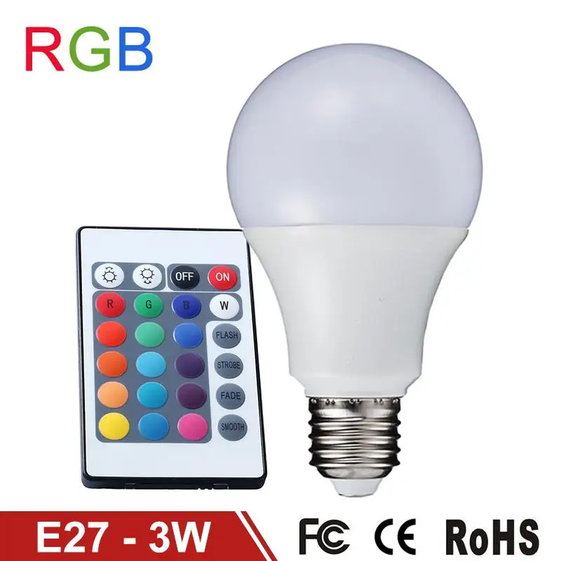 NEW RGB LED Bulb E27 3W 110V 220V LED RGB Lamp Light SMD5050 Remote Control Powerful Sync & Memory Function RGB Lampada LED A65
NEW RGB LED Bulb E27 3W 110V 220V LED RGB Lamp Light SMD5050 Remote Control Powerful Sync & Memory Function RGB Lampada LED A65