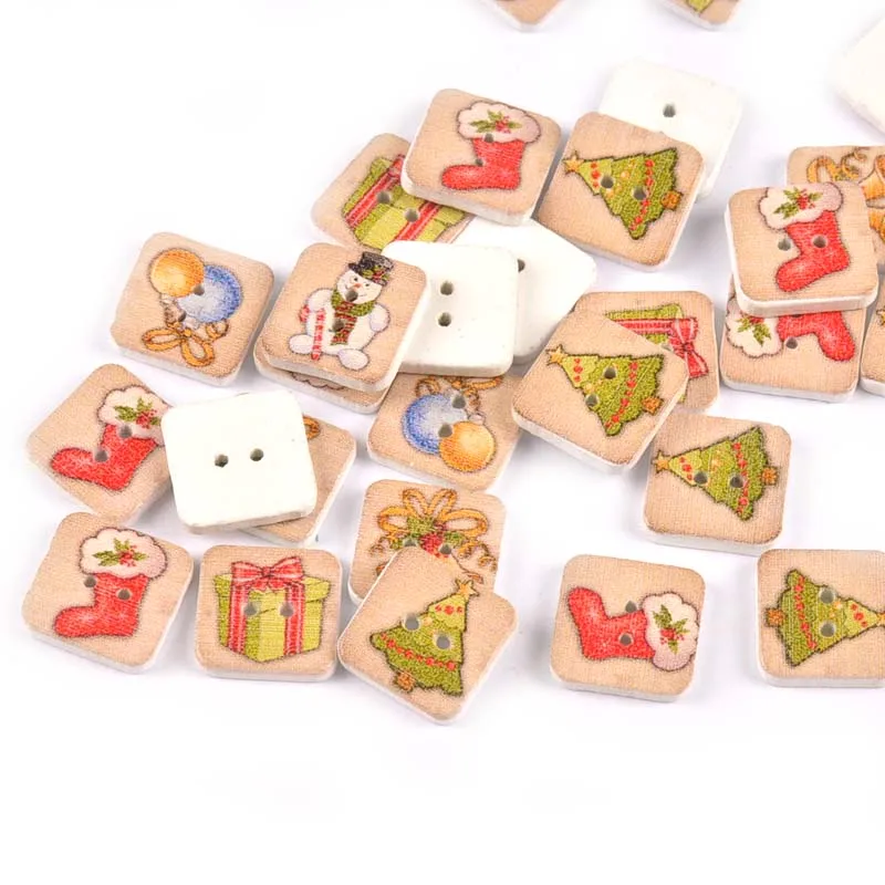 50pcs Mixed Wooden Cube Christmas pattern sewing buttons for crafts and scrapbooking clothes Accessories Decoration 15mm M1637 
50pcs Mixed Wooden Cube Christmas pattern sewing buttons for crafts and scrapbooking clothes Accessories Decoration 15mm M1637