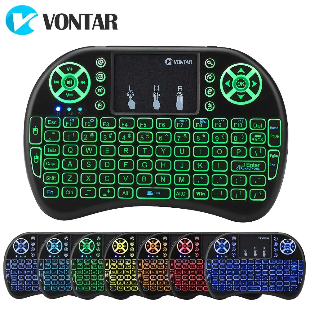 Hotsale i8 7 Color Backlit English Russian Spanish Air Mouse 2.4GHz Wireless mini Keyboard backlight for Android TV BOX X96mini
Hotsale i8 7 Color Backlit English Russian Spanish Air Mouse 2.4GHz Wireless mini Keyboard backlight for Android TV BOX X96mini