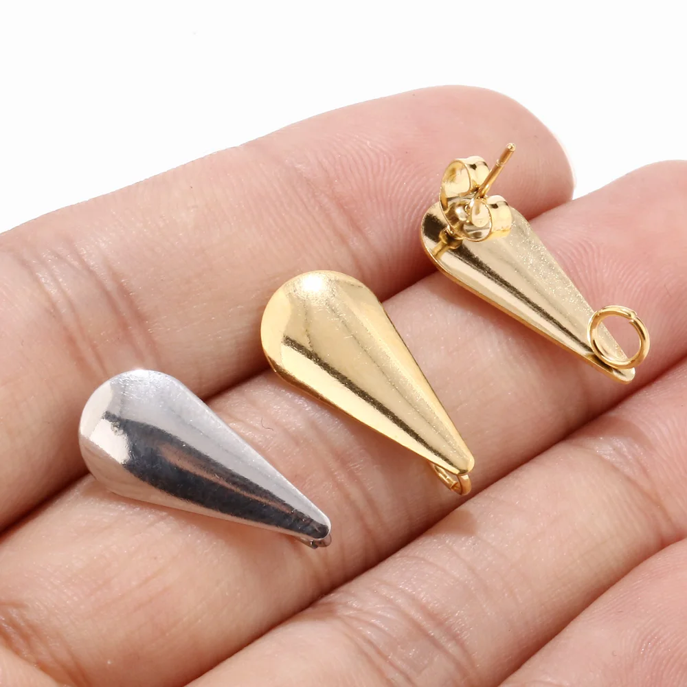 10pcs Stainless Steel Hypoallergenic Teardrop Stud Post Earring Findings With Loop Real Gold Plated Waterdrop Earstuds 20x9mm
10pcs Stainless Steel Hypoallergenic Teardrop Stud Post Earring Findings With Loop Real Gold Plated Waterdrop Earstuds 20x9mm