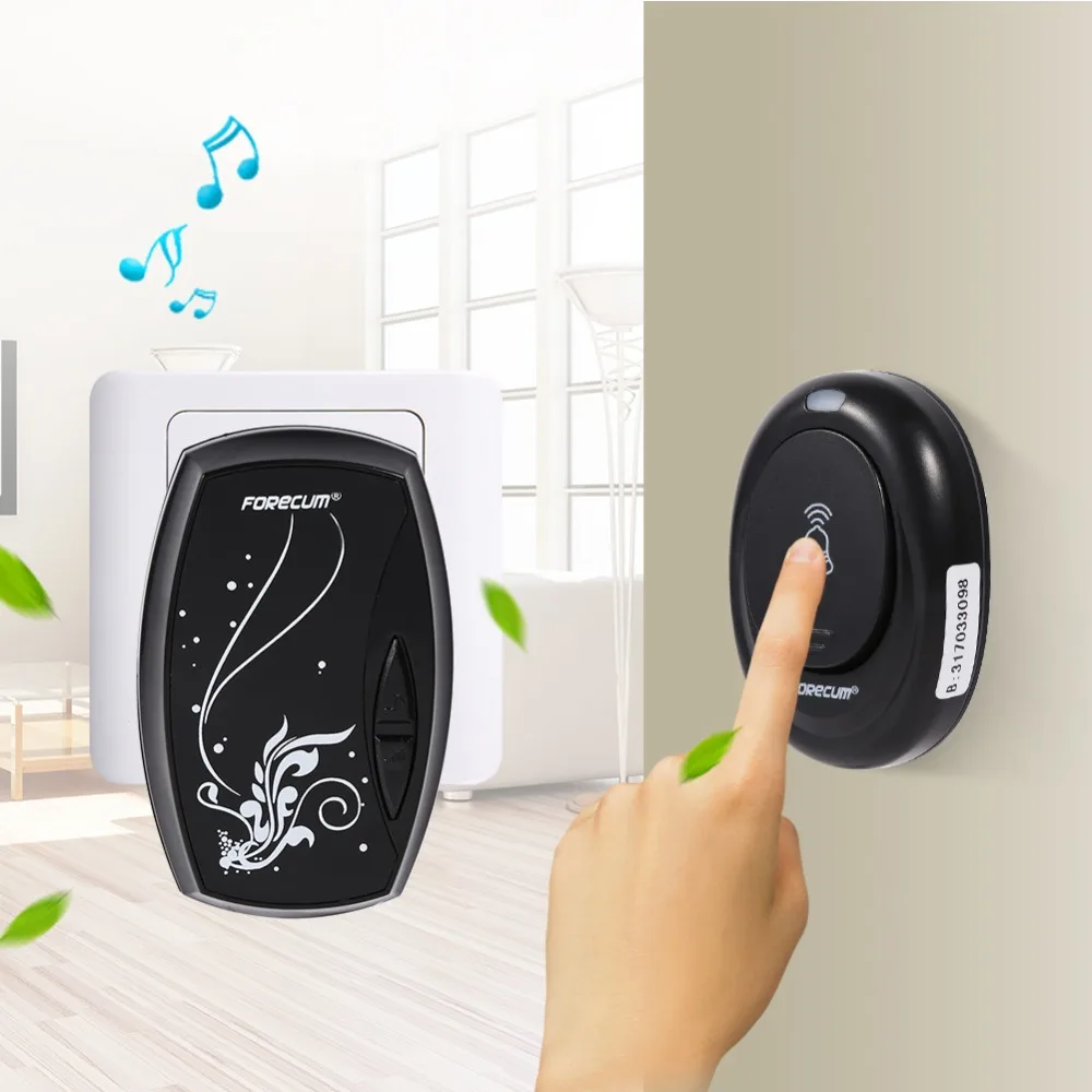 FORECUM Doorbells 36 Songs Wireless Door Bell Set Home Security Doorbell+Receiver Rainwater Infiltration-proof US / EU Plug 
FORECUM Doorbells 36 Songs Wireless Door Bell Set Home Security Doorbell+Receiver Rainwater Infiltration-proof US / EU Plug