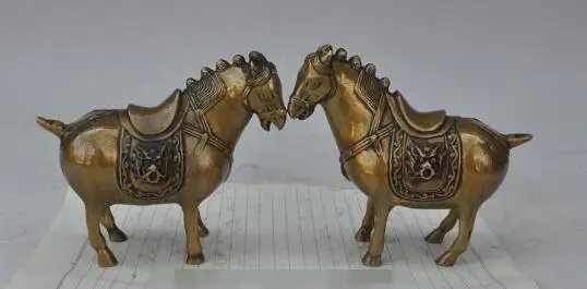 S02166 Chinese Bronze fengshui Lucky beast head success Safety Tang Horse Statue Pair B0403
S02166 Chinese Bronze fengshui Lucky beast head success Safety Tang Horse Statue Pair B0403