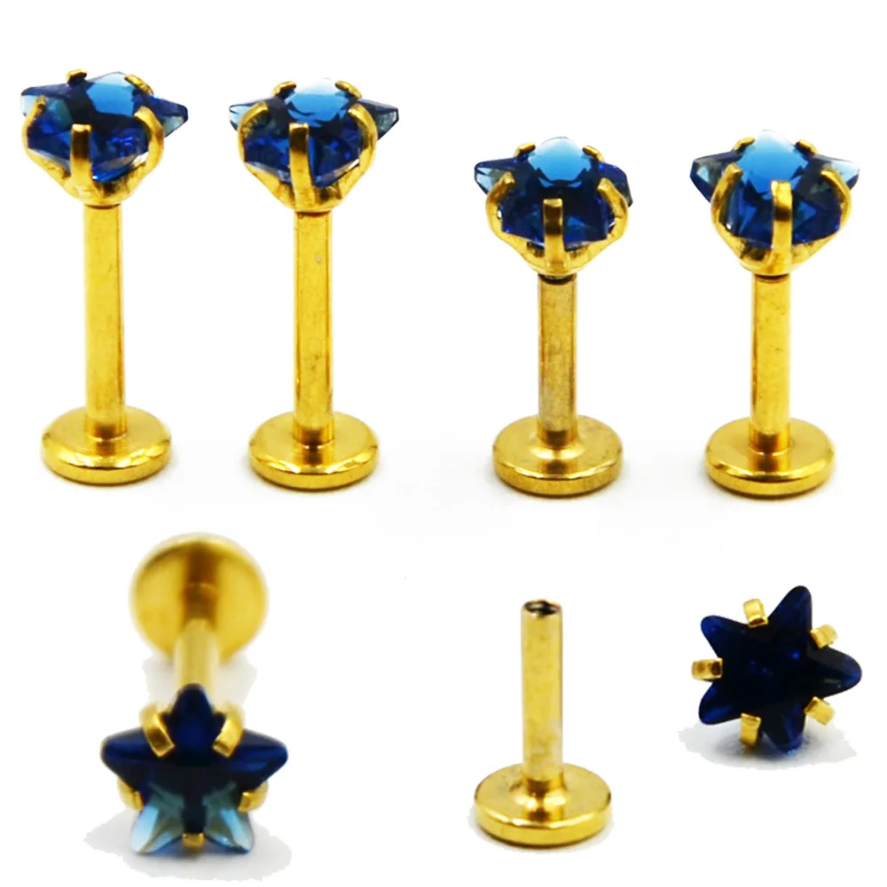 BOG-1Pcs Gold Plate Star Gem Zircon Labret Blue Satr Ear Tragus Cartilage Earring Body Piercing Jewelry For Women
BOG-1Pcs Gold Plate Star Gem Zircon Labret Blue Satr Ear Tragus Cartilage Earring Body Piercing Jewelry For Women