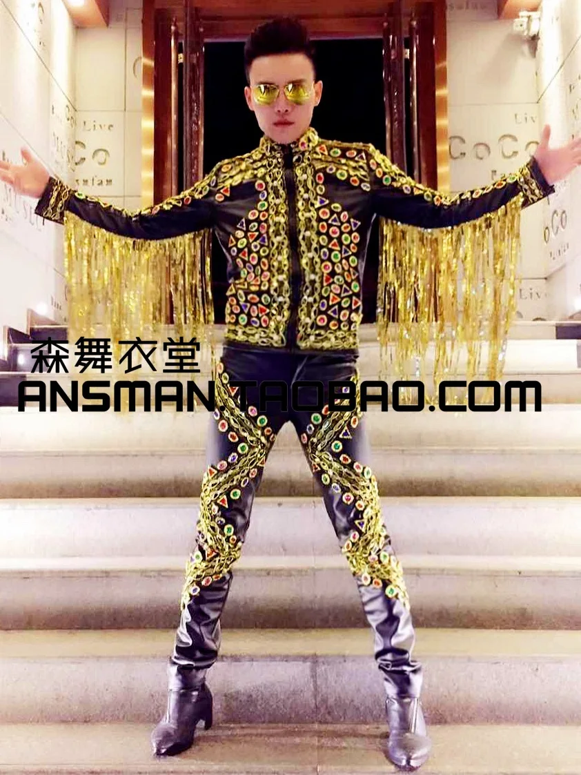 High quality New fashion Male Baroque palace full drill Leather jacket Nightclub DJ singer stage performance coat
High quality New fashion Male Baroque palace full drill Leather jacket Nightclub DJ singer stage performance coat