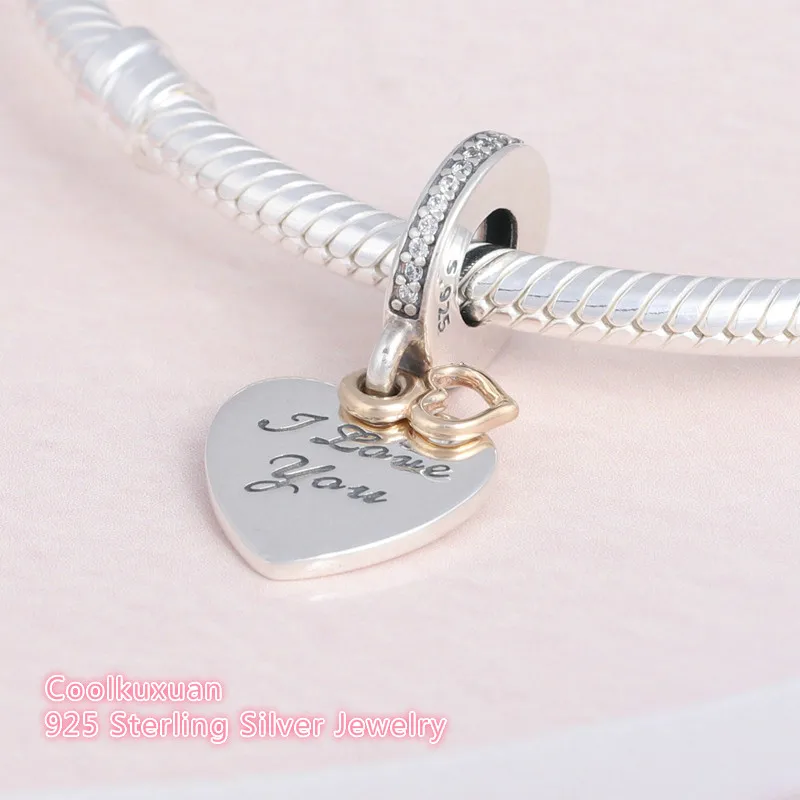 Valentine's Day 925 Sterling Silver With Golden color Love You Forever Charms Beads Fit Brand Charm Bracelets Jewelry
Valentine's Day 925 Sterling Silver With Golden color Love You Forever Charms Beads Fit Brand Charm Bracelets Jewelry
