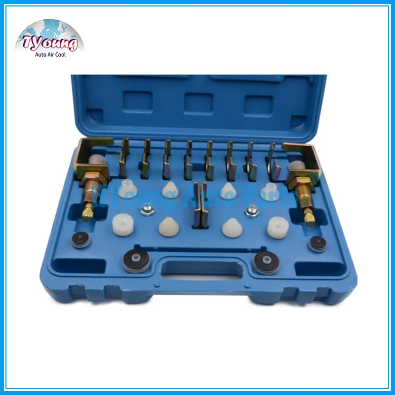 Universal vehicle AC Conditioner Repair tool box , A/C Leak Testing Detector Tool / Flush Fitting Adapter Kit
Universal vehicle AC Conditioner Repair tool box , A/C Leak Testing Detector Tool / Flush Fitting Adapter Kit