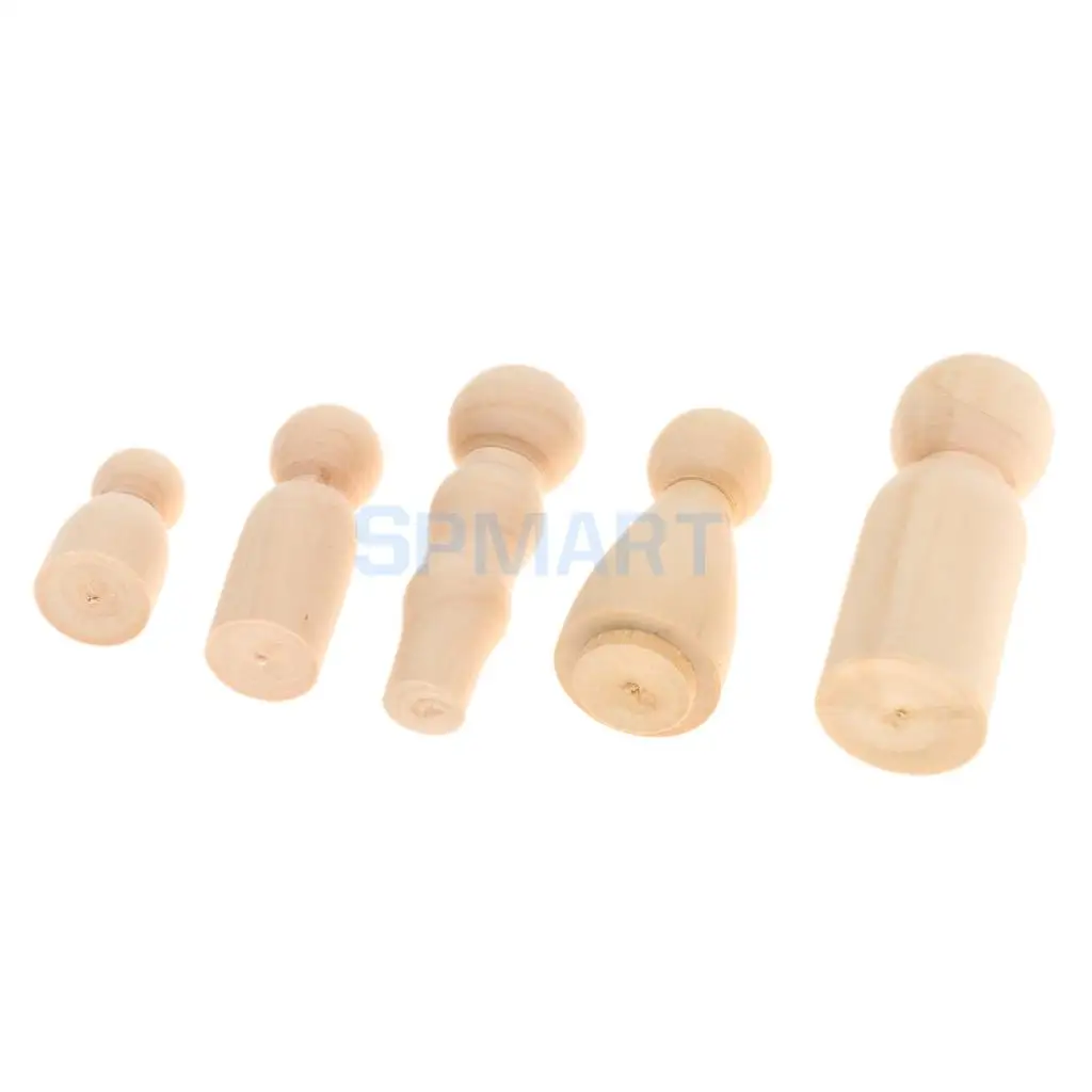 20pcs Wooden Family People Nesting Set Plain Unfinished Peg Dolls DIY Making Findings Cake Topper DIY Craft Kids Toy Gift
