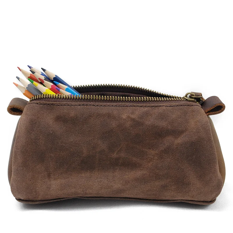 2019 New Oil Wax Canvas Man's Handbag with Leather Makeup Bag for Retro Travel Bag Washing and Pen Bag for promotion
2019 New Oil Wax Canvas Man's Handbag with Leather Makeup Bag for Retro Travel Bag Washing and Pen Bag for promotion