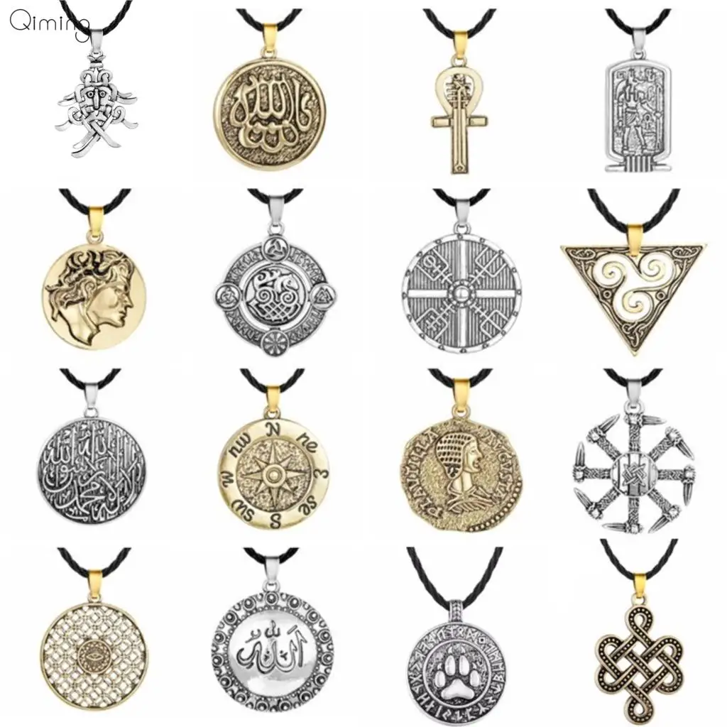 Punk Viking Necklace Men Statement Vintage Jewelry Allah Evil Eye Pagan Compass Arabic Egypt Slavic Necklace Women Amulet Gift
Punk Viking Necklace Men Statement Vintage Jewelry Allah Evil Eye Pagan Compass Arabic Egypt Slavic Necklace Women Amulet Gift