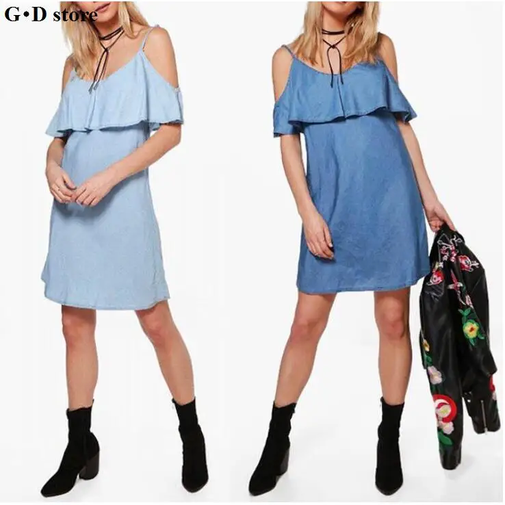 2017 Women dress New Fashion Designer Loose O neck Jeans Dresses Summer Casual Sleeveless ladies elegant Denim Dresses
2017 Women dress New Fashion Designer Loose O neck Jeans Dresses Summer Casual Sleeveless ladies elegant Denim Dresses