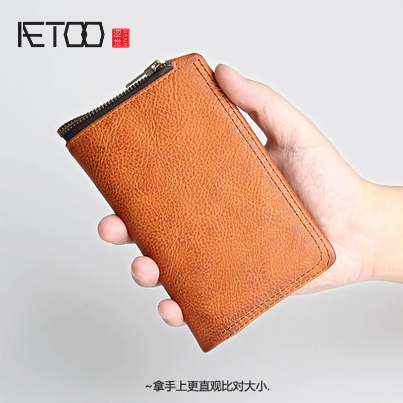 Фото AETOO высокое качество Новое поступление натуральная кожа винтажный кошелек