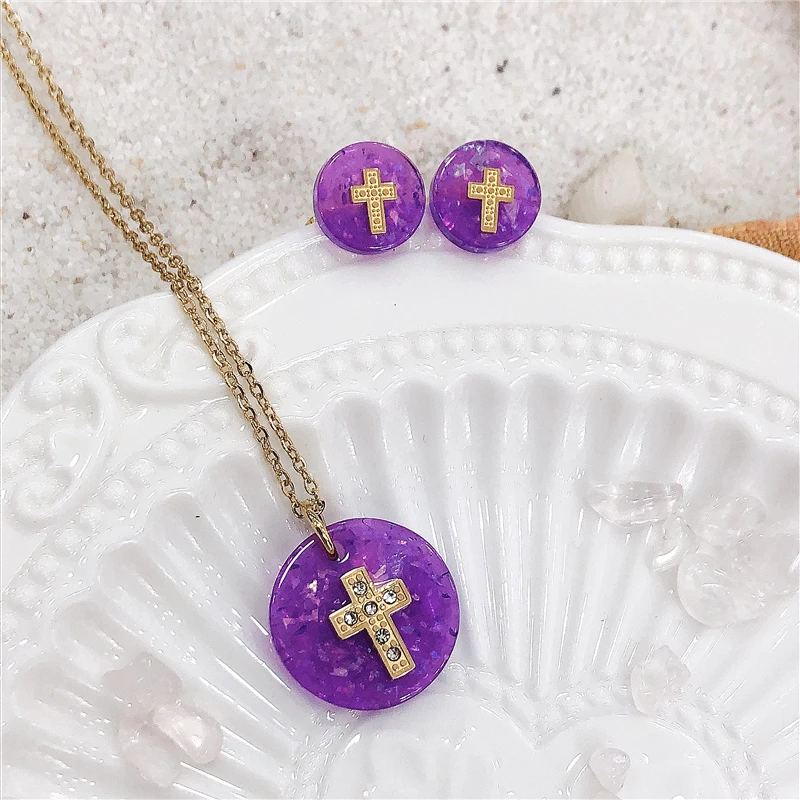 Cross Stainless Steel Necklace Earrings Natural Crystal Pendants Charms women Jewelry Hypoallergrnic Metal Chain Party Gift
Cross Stainless Steel Necklace Earrings Natural Crystal Pendants Charms women Jewelry Hypoallergrnic Metal Chain Party Gift