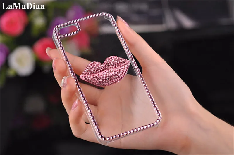 Bling-Diamond-Transparent-Soft-TPU-Phone-Case-Pink-Lip-Case-Cover-For-iPhone-X-5s-5c (1)