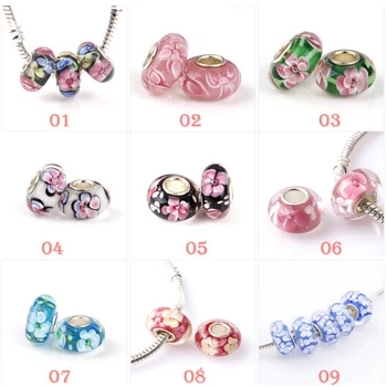 AKA Murano Glass Bead With Flower Charm Beads European Charms Fit DIY Bracelet&Bangle Necklace 10pcs l lot
AKA Murano Glass Bead With Flower Charm Beads European Charms Fit DIY Bracelet&Bangle Necklace 10pcs l lot