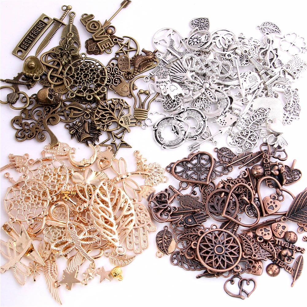 Sweet Bell 60-80 pattern Mixed 100pcs Assorted Carved Charms Pendants Beads Metal Alloy Pandent Four color Diy Bead H0001-1
Sweet Bell 60-80 pattern Mixed 100pcs Assorted Carved Charms Pendants Beads Metal Alloy Pandent Four color Diy Bead H0001-1