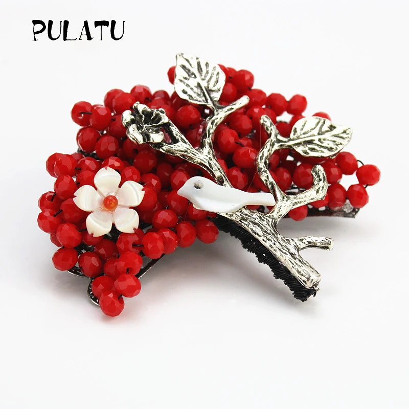 PULATU New Year copper brooch Vintage Art Crystal Wishing Tree Brooch Pin Fashion Flower Brooches For Women Mom Gift jewelry
PULATU New Year copper brooch Vintage Art Crystal Wishing Tree Brooch Pin Fashion Flower Brooches For Women Mom Gift jewelry
