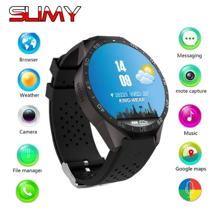 

Slimy KW88 Android 5.1 OS 1.39'' Screen 3G Smart Watch Phone MTK6580 Quad Core 512MB 4GB GPS Pedometer Smartwatch for Women Men