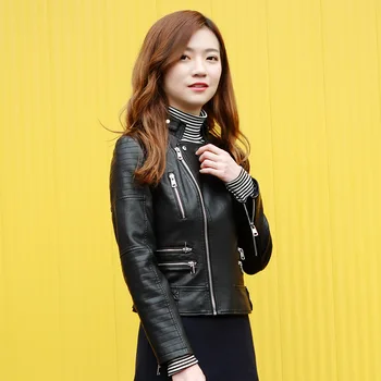 2018 Women Leather Jacket Black Slim Washed PU Fashion Stand Collar Long Sleeve Motorcycle Faux Leather Zippers Jackets L18BD293
2018 Women Leather Jacket Black Slim Washed PU Fashion Stand Collar Long Sleeve Motorcycle Faux Leather Zippers Jackets L18BD293
