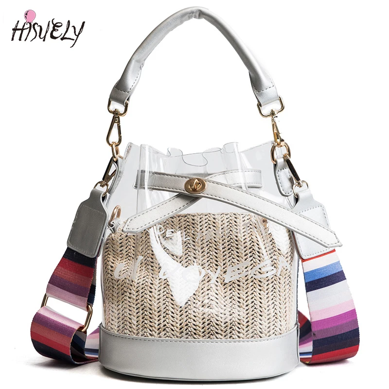 HISUELY Jelly Bag Summer PVC Shoulder Bag Tote Colorful Handle Messenger Chain Plastic Handbag Transparent Bucket Bucket Lock
HISUELY Jelly Bag Summer PVC Shoulder Bag Tote Colorful Handle Messenger Chain Plastic Handbag Transparent Bucket Bucket Lock
