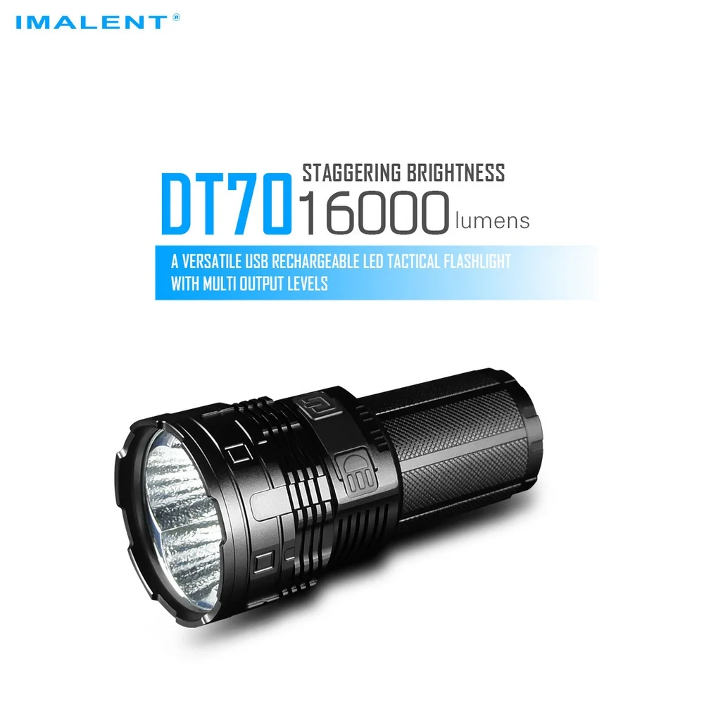 

IMALENT DT70 Flashlight Rechargeable CREE XHP70 16000 Lumens 700 Meters USB Charger LED Flashlight 18650*4 Battery Waterproof