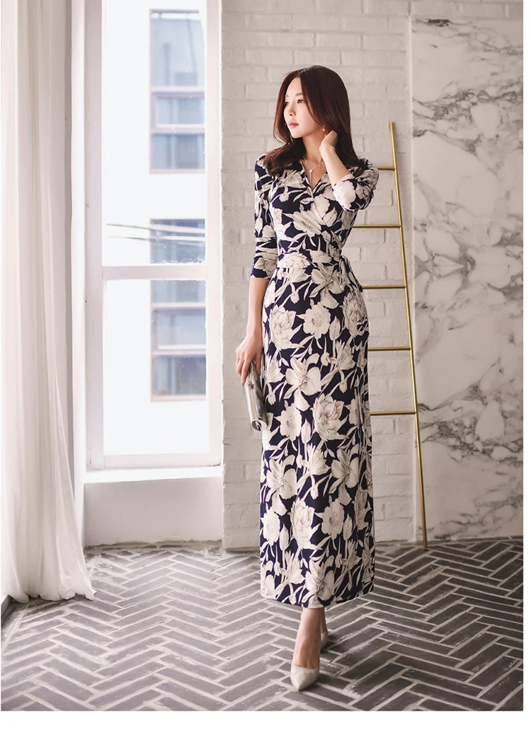 2019 Summer Women dress Print Slim V-Neck Long Sexy Open Dresses Blue And White Flowers 5026
2019 Summer Women dress Print Slim V-Neck Long Sexy Open Dresses Blue And White Flowers 5026
