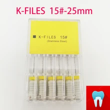 6 pcs/paquet 15 #-25mm dentaire K fichiers Canal racine Endo fichiers outils de dentiste fichiers à main en acier inoxydable K fichiers outils de laboratoire de dentisterie(China)