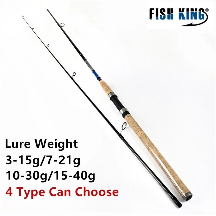 Image FISH KING Wood Handle Sea Fishing Spinning Rod 2.4m 2.7m 2 Section Ultra Light Carbon Fiber Saltwater Spinning Fishing Rod Pole