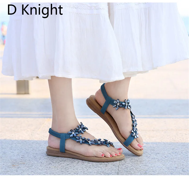 Boho Women Shoes Comfort Sandals Summer Fashion Crystal Flip Flops High Quality Flat Sandals Gladiator Sandalias Plus Size 42 (14)