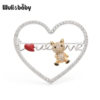 Wuli&baby Czech Rhinestone Silver Color Heart Bear Brooches Women Love Movable Bear Animal Enamel Brooch Pins Gifts
Wuli&baby Czech Rhinestone Silver Color Heart Bear Brooches Women Love Movable Bear Animal Enamel Brooch Pins Gifts