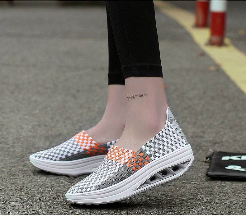 2019 Spring women sneakers flat woven shoes women platform sneakers shoes ladies wedge shoes female walking shoes (7)