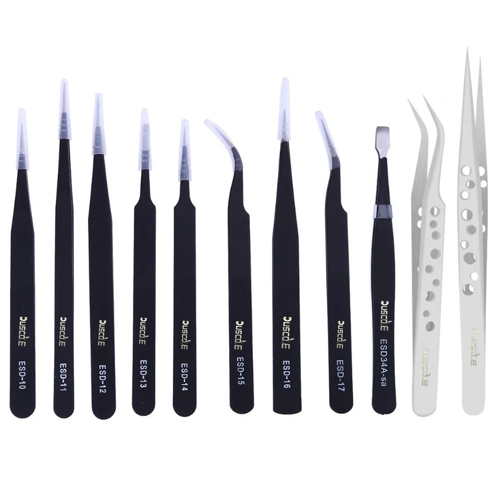 pinzas Anti-static ESD pinzette Stainless Steel Tweezers Curved Straight Tip Forceps Precision Soldering Tweezers Repair Tool
pinzas Anti-static ESD pinzette Stainless Steel Tweezers Curved Straight Tip Forceps Precision Soldering Tweezers Repair Tool