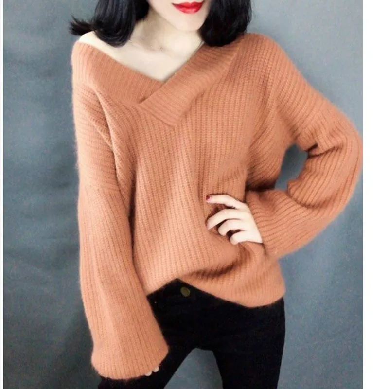 Girls Autumn Thick Striped Brown Sweaters Loose V-neck Knitted Lantern Sleeve Fluffy Sweater Casual Women Pullovers Streetwear
Girls Autumn Thick Striped Brown Sweaters Loose V-neck Knitted Lantern Sleeve Fluffy Sweater Casual Women Pullovers Streetwear