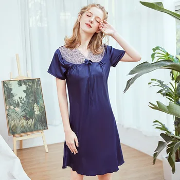 Navy Blue Silky Womans V-Neck Robe Pajamas Short Sleeve Sleep Sleepwear Bathrobe Home Wear Bath Gown Nightgown Sleepshirts
Navy Blue Silky Womans V-Neck Robe Pajamas Short Sleeve Sleep Sleepwear Bathrobe Home Wear Bath Gown Nightgown Sleepshirts