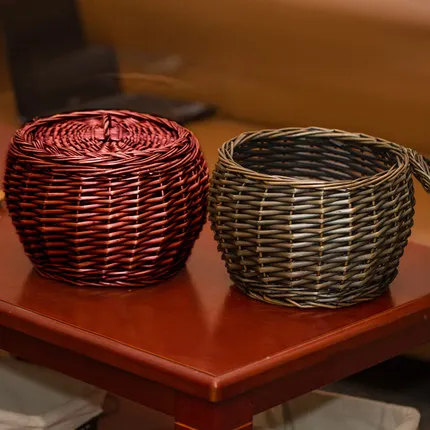 Natural Handmade Woven Wicker Basket Organizer With Lid Decorative Willow Small Baskets 
Natural Handmade Woven Wicker Basket Organizer With Lid Decorative Willow Small Baskets