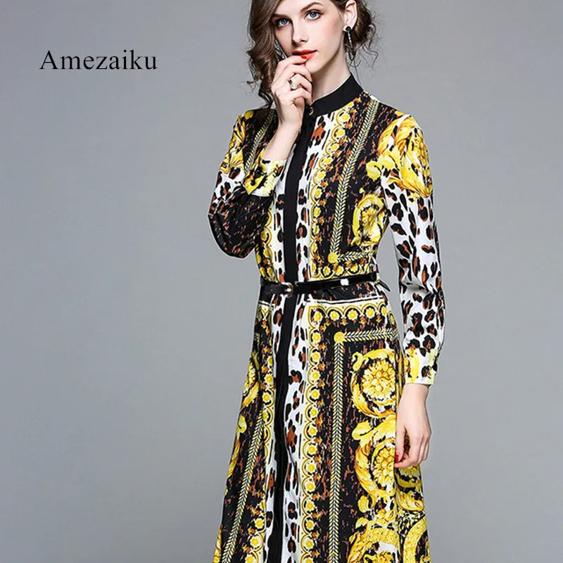 2018 women summer autumn printing elegant dress quality leopard print maxi vestidos with belt women casual long sleeve vestidos
2018 women summer autumn printing elegant dress quality leopard print maxi vestidos with belt women casual long sleeve vestidos