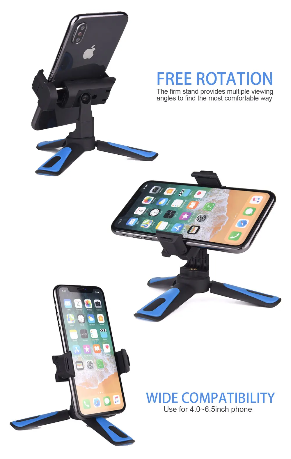 Ascromy flexible mini Portable tripod Phone stand Holder adapter For iphone X 8 7 Plus Xiaomi redmi note 7 pro Camera Camcorder (4)